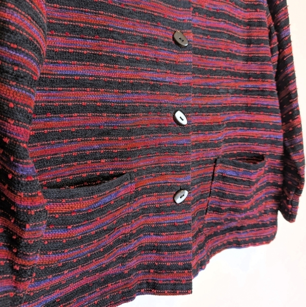Koret Vintage Pink Purple Red Black Textured Button-Down Blazer Size Large - Picture 4 of 6